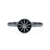 Sun Ring Oxidized Band Solid 925 Sterling Silver Thumb Ring (8mm)