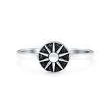 Sun Ring Oxidized Band Solid 925 Sterling Silver Thumb Ring (8mm)