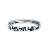 Bali Ring Oxidized Band Solid 925 Sterling Silver Thumb Ring (3mm)