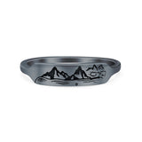 Mountains Ring Oxidized Band Solid 925 Sterling Silver Thumb Ring (4mm)