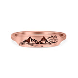 Mountains Ring Oxidized Band Solid 925 Sterling Silver Thumb Ring (4mm)