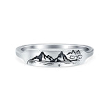 Mountains Ring Oxidized Band Solid 925 Sterling Silver Thumb Ring (4mm)
