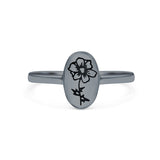 Flower Ring Oxidized Band Solid 925 Sterling Silver Thumb Ring (9.5mm)