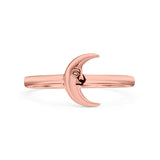 Crescent Moon Ring Oxidized Band Solid 925 Sterling Silver Thumb Ring (9mm)