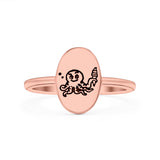 Octopus Ice Cream Ring Oxidized Band Solid 925 Sterling Silver Thumb Ring (11mm)