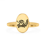 Octopus Ice Cream Ring Oxidized Band Solid 925 Sterling Silver Thumb Ring (11mm)