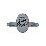 Octopus Ring Oxidized Band Solid 925 Sterling Silver Thumb Ring (11mm)