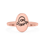 Octopus Ring Oxidized Band Solid 925 Sterling Silver Thumb Ring (11mm)