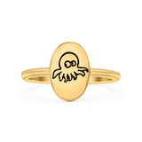 Octopus Ring Oxidized Band Solid 925 Sterling Silver Thumb Ring (11mm)