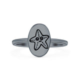 Starfish Ring Oxidized Band Solid 925 Sterling Silver Thumb Ring (11mm)