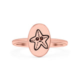 Starfish Ring Oxidized Band Solid 925 Sterling Silver Thumb Ring (11mm)