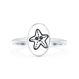 Starfish Ring Oxidized Band Solid 925 Sterling Silver Thumb Ring (11mm)