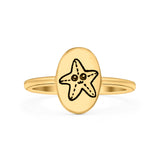 Starfish Ring Oxidized Band Solid 925 Sterling Silver Thumb Ring (11mm)