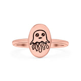 Jellyfish Ring Oxidized Band Solid 925 Sterling Silver Thumb Ring (11mm)