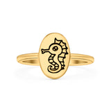 Seahorse Ring Oxidized Band Solid 925 Sterling Silver Thumb Ring (11mm)