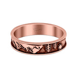 Mountains & Trees Ring Oxidized Band Solid 925 Sterling Silver Thumb Ring (5mm)