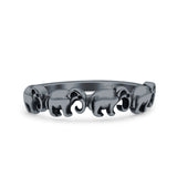 Elephants Ring Oxidized Band Solid 925 Sterling Silver Thumb Ring (5mm)