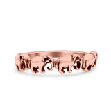 Elephants Ring Oxidized Band Solid 925 Sterling Silver Thumb Ring (5mm)