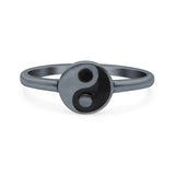 Yin Yang Oxidized Band Solid 925 Sterling Silver Thumb Ring (8.2mm)