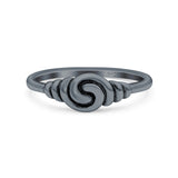 Spiral Ring Oxidized Band Solid 925 Sterling Silver Thumb Ring (6mm)