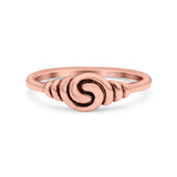 Spiral Ring Oxidized Band Solid 925 Sterling Silver Thumb Ring (6mm)