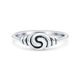 Spiral Ring Oxidized Band Solid 925 Sterling Silver Thumb Ring (6mm)