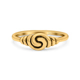Spiral Ring Oxidized Band Solid 925 Sterling Silver Thumb Ring (6mm)
