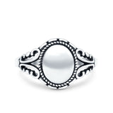 Filigree Vintage Style Ring Oxidized Band Solid 925 Sterling Silver Thumb Ring (12mm)