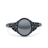 Vintage Style Oxidized Band Solid 925 Sterling Silver Thumb Ring (10mm)