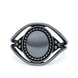 Silver Ring Oxidized Band Solid 925 Sterling Silver Thumb Ring (14mm)