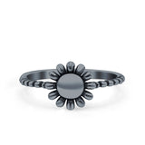 Sunflower Ring Oxidized Band Solid 925 Sterling Silver Thumb Ring (9mm)