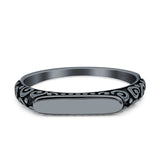 Signet Oxidized Trendy Band Solid 925 Sterling Silver Thumb Ring (3mm)