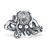 Octopus Ring Oxidized 925 Sterling Silver