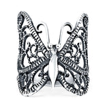 Butterfly Ring Filigree Oxidized Solid 925 Sterling Silver