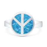 Peace Sign Thumb Ring Lab Created Opal 925 Sterling Silver