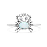 Crab Ring Oxidized Oval Lab Created Opal 925 Sterling Silver