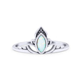 Marquise Petite Dainty Thumb Ring Oxidized Lab Created Opal Statement Fashion Ring 925 Sterling Silver