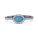 Halo Oval Petite Dainty Thumb Ring Round Simulated CZ Statement Fashion Ring Solid 925 Sterling Silver