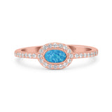 Halo Oval Petite Dainty Thumb Ring Round Simulated CZ Statement Fashion Ring Solid 925 Sterling Silver