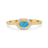 Halo Oval Petite Dainty Thumb Ring Round Simulated CZ Statement Fashion Ring Solid 925 Sterling Silver