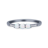 Petite Dainty Three Stone Thumb Ring Round Statement Fashion Ring Solid 925 Sterling Silver