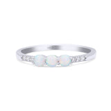 Petite Dainty Three Stone Thumb Ring Round Statement Fashion Ring Solid 925 Sterling Silver