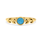 Moon Phases Oxidized Thumb Ring Statement Fashion Ring Lab Created Opal 925 Sterling Silver