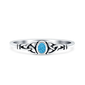 Weave Trinity Celtic Oval Thumb Ring Statement Fashion Oxidized Lab Created Opal 925 Sterling Silver