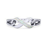 Infinity Wedding Engagement Ring Lab Created Opal 925 Sterling Silver