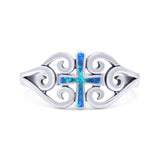 Cross Wedding Engagement Ring Lab Created Opal 925 Sterling Silver