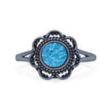 Flower Thumb Ring Round Statement Fashion Oxidized Band Solid 925 Sterling Silver
