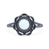 Flower Thumb Ring Round Statement Fashion Oxidized Band Solid 925 Sterling Silver