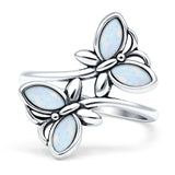 925 Sterling Silver Butterfly Ring Lab Created Opal