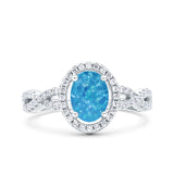 Halo Infinity Shank Ring Oval Simulated Cubic Zirconia 925 Sterling Silver